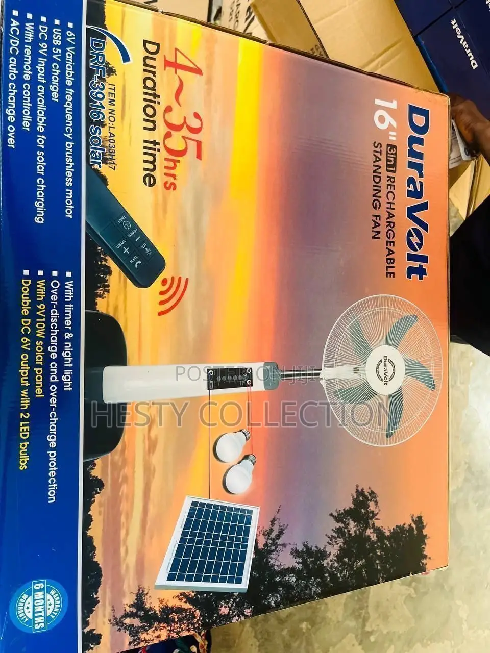 16 18 Inches 3 in 1 Duravolt Solar Rechargeable Standing Fan