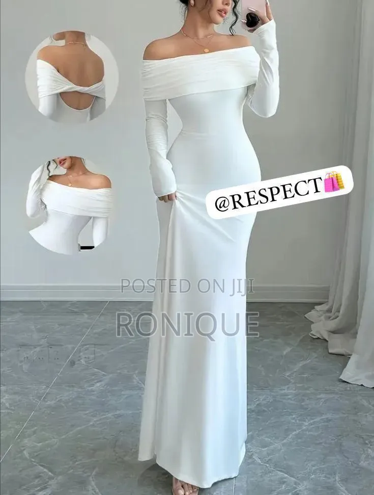 Elegant Women’s Off-the-Shoulder Twist-Back Long Evening Maxi Dress