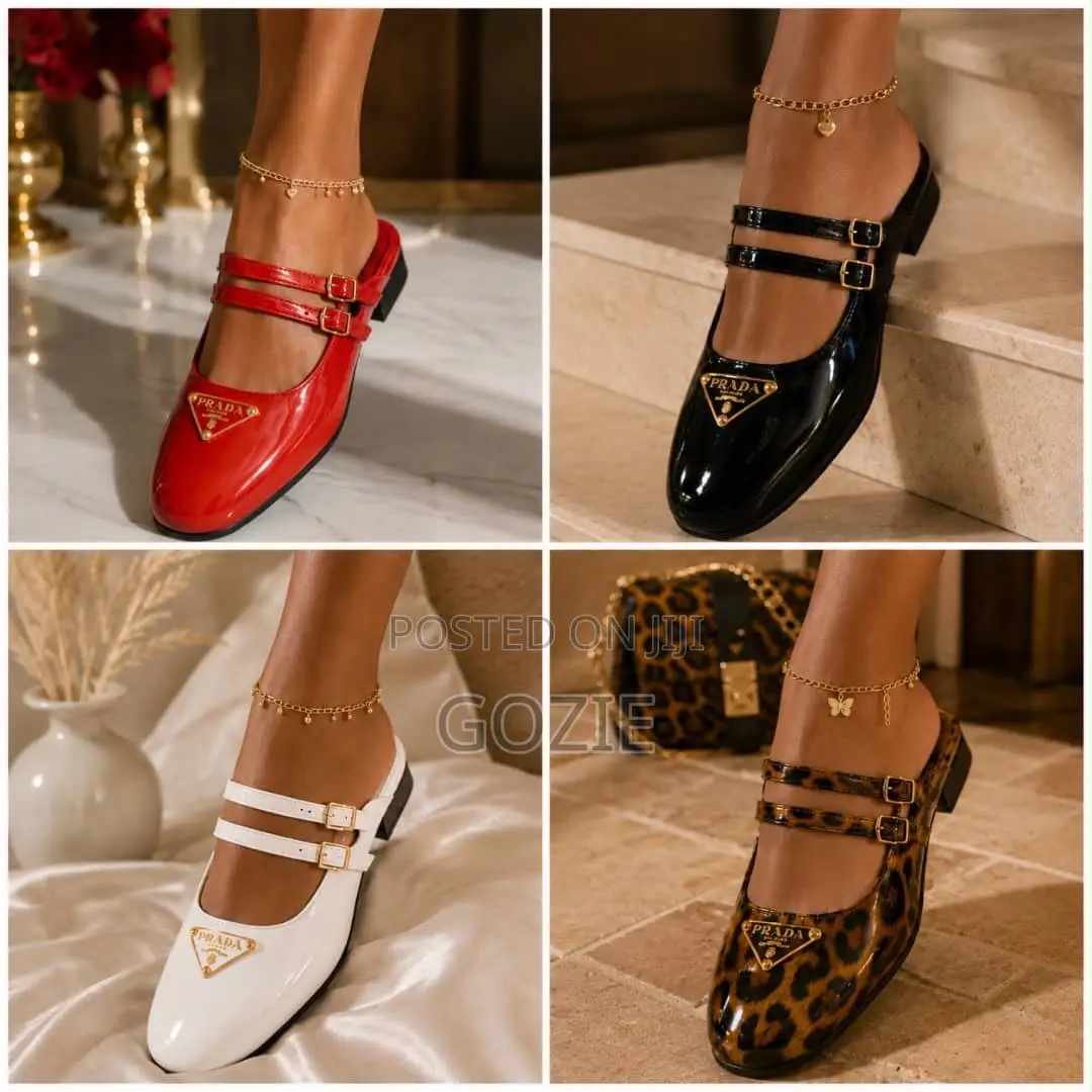 Luxury Prada Low Heel Slip on Slides/ Slippers
