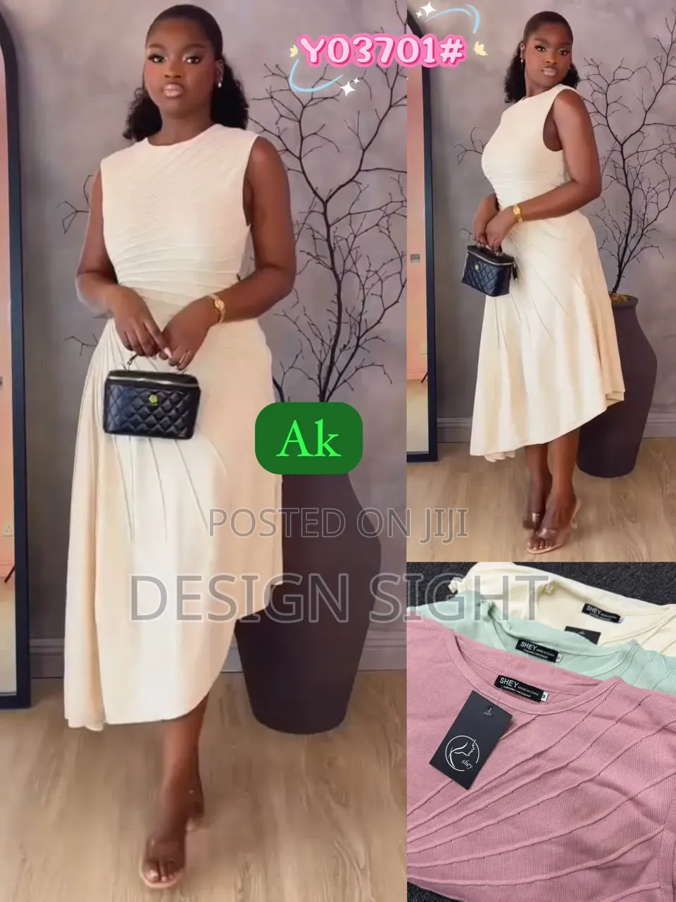 Ruched/Pleated Asymmetrical Midi Dress