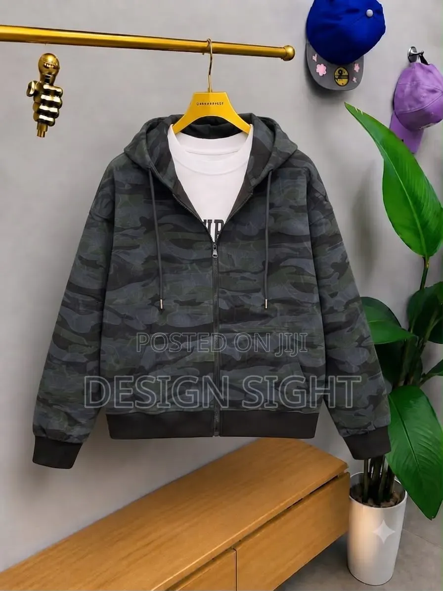 Camouflage Zip-Up Hoodie.