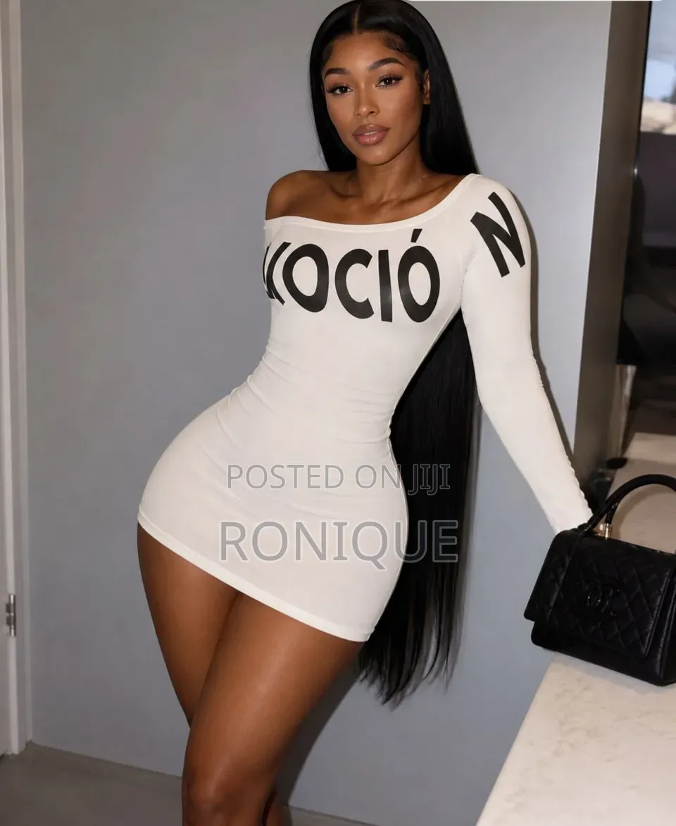 Chic Women’s Off-Shoulder Graphic Long-Sleeve Bodycon Mini Dress