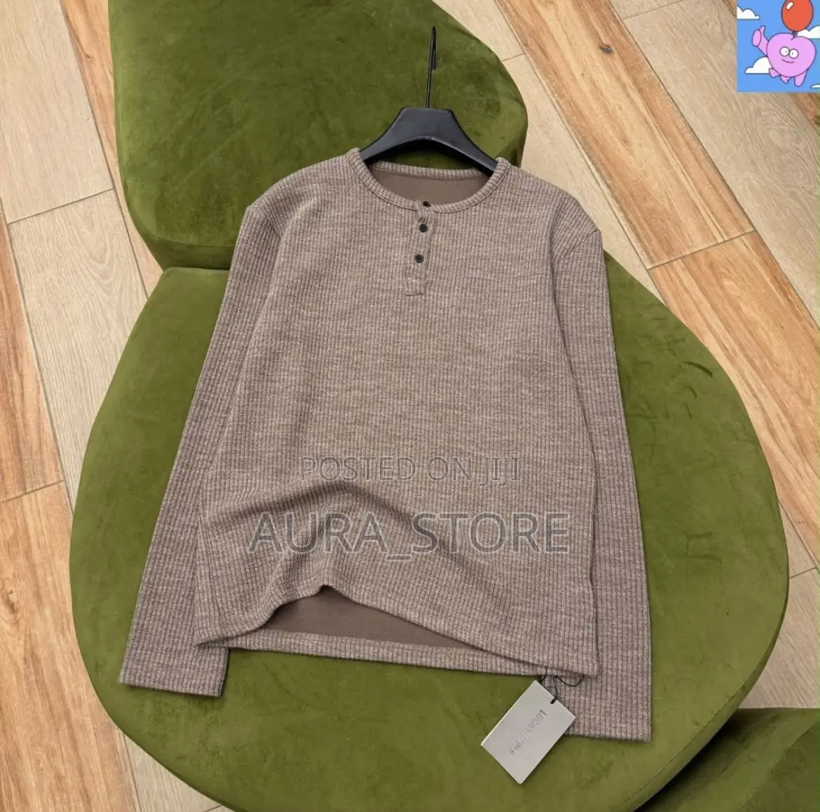 Men's Long-Sleeve Waffle-Knit Henley Shirt