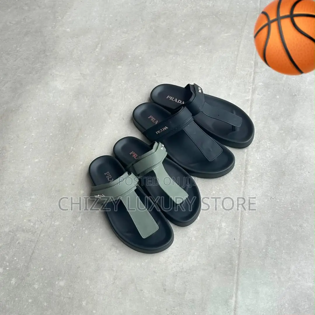 Prada Quality Luxury Men Genuine Leather Slide