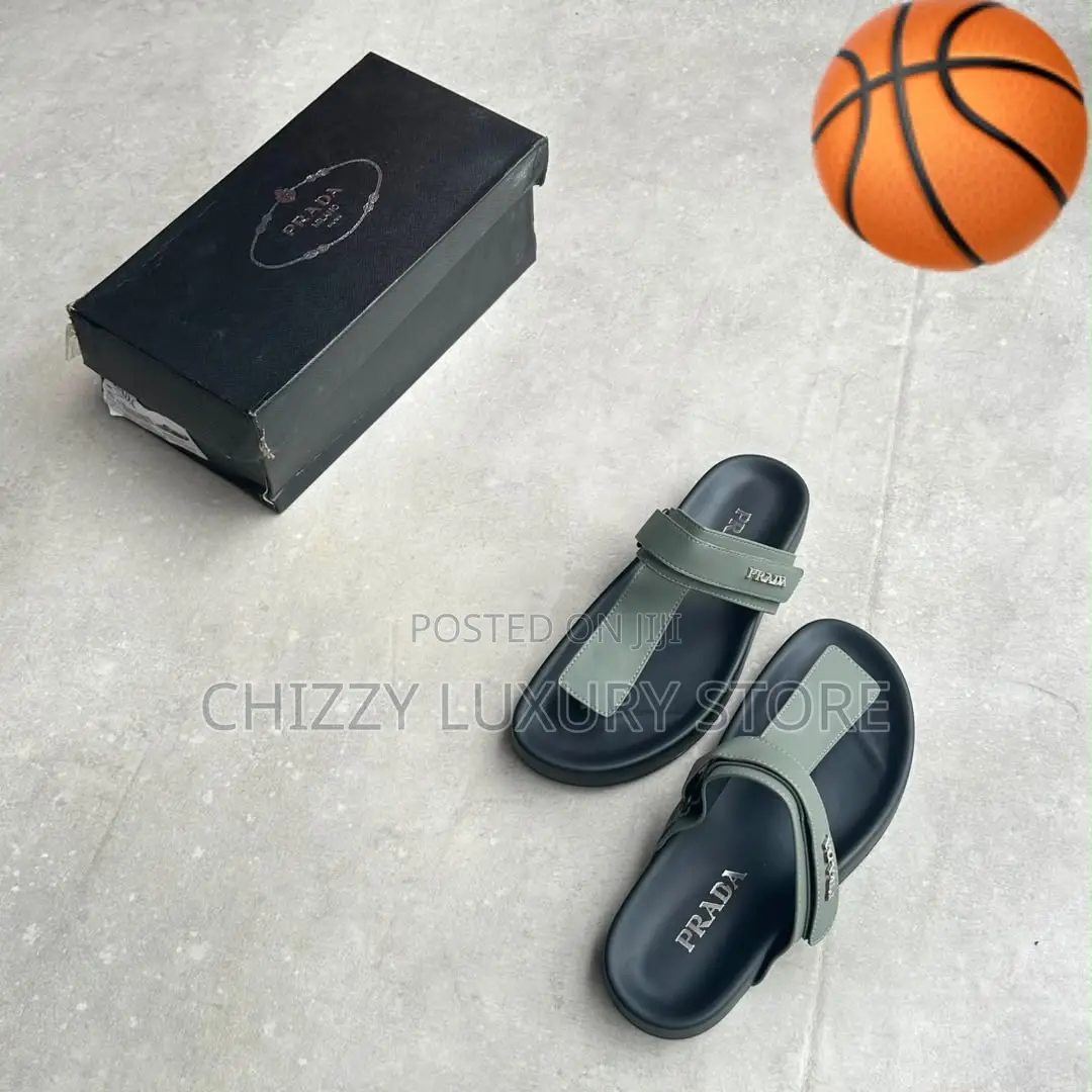 Prada Quality Luxury Men Genuine Leather Slide