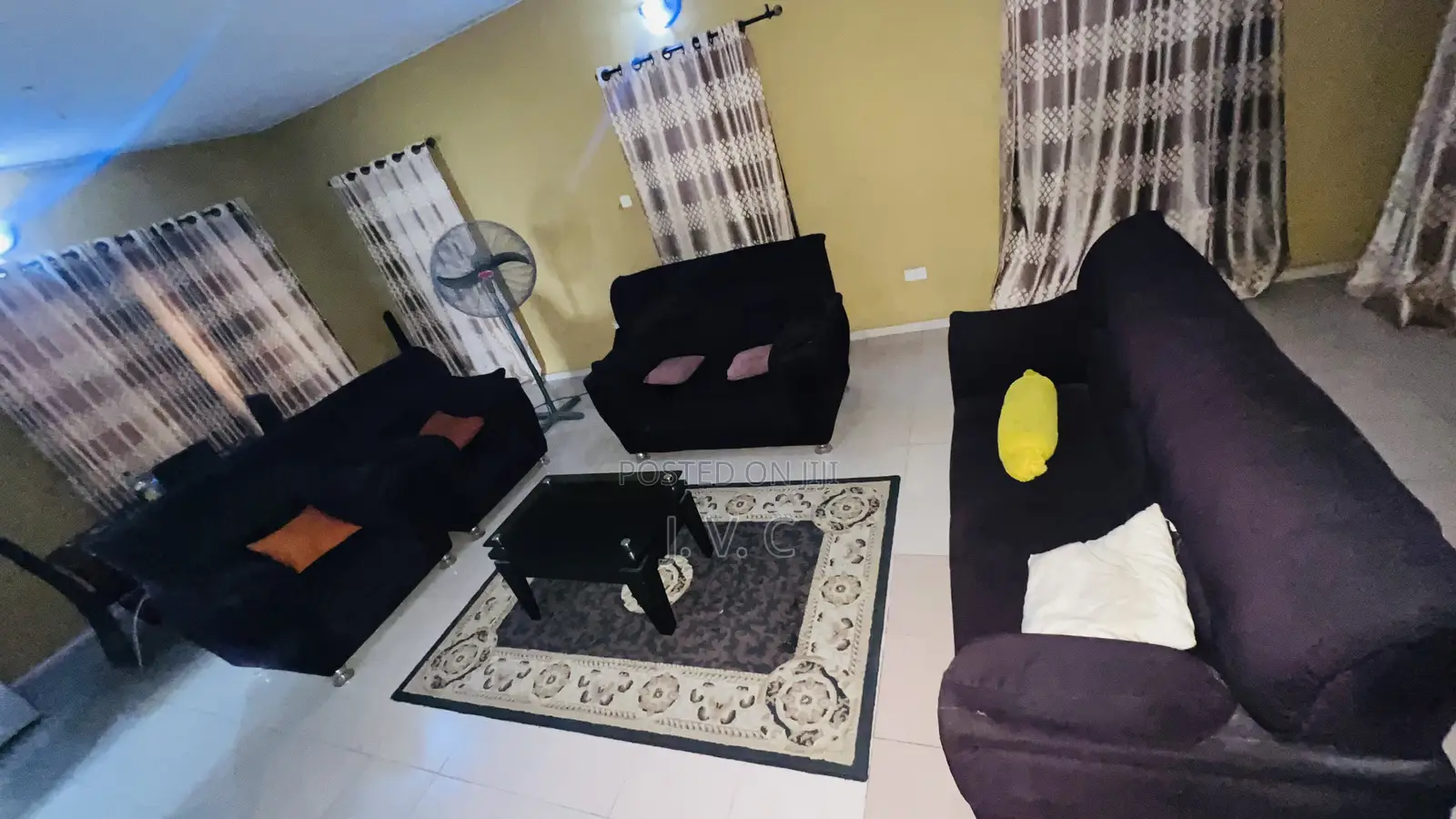 7seaters Living Room Chairs, Center Table and Rug for Sale