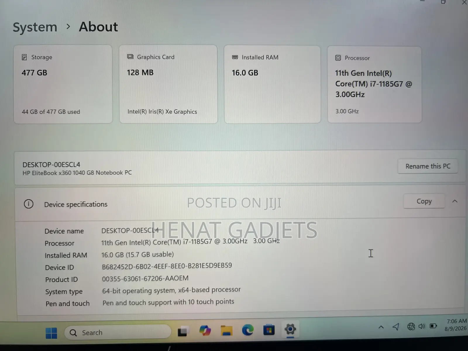 Laptop HP EliteBook x360 1040 G9 16GB Intel Core i7 SSD 512GB
