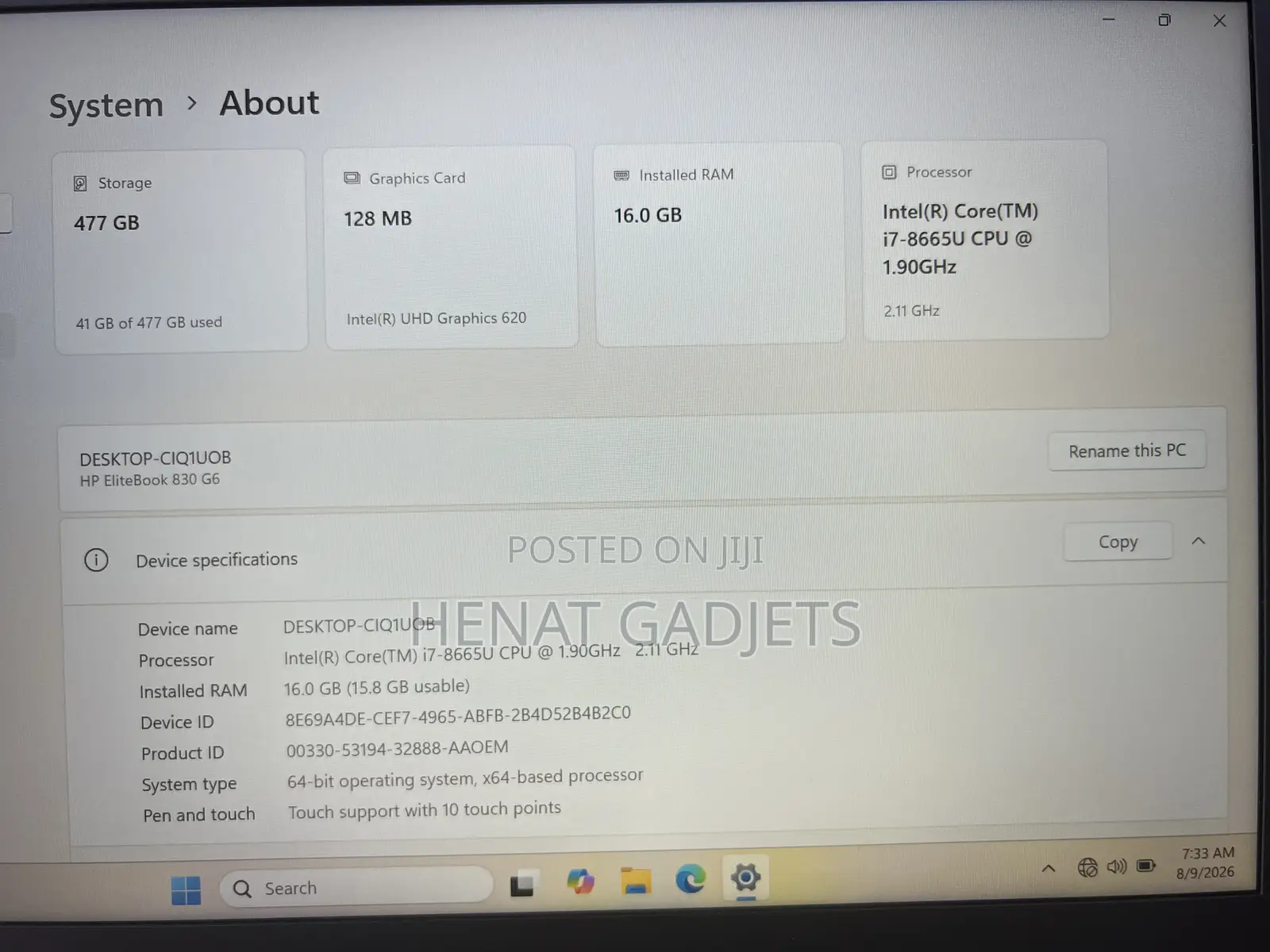Laptop HP EliteBook 830 G6 16GB Intel Core i7 SSD 512GB