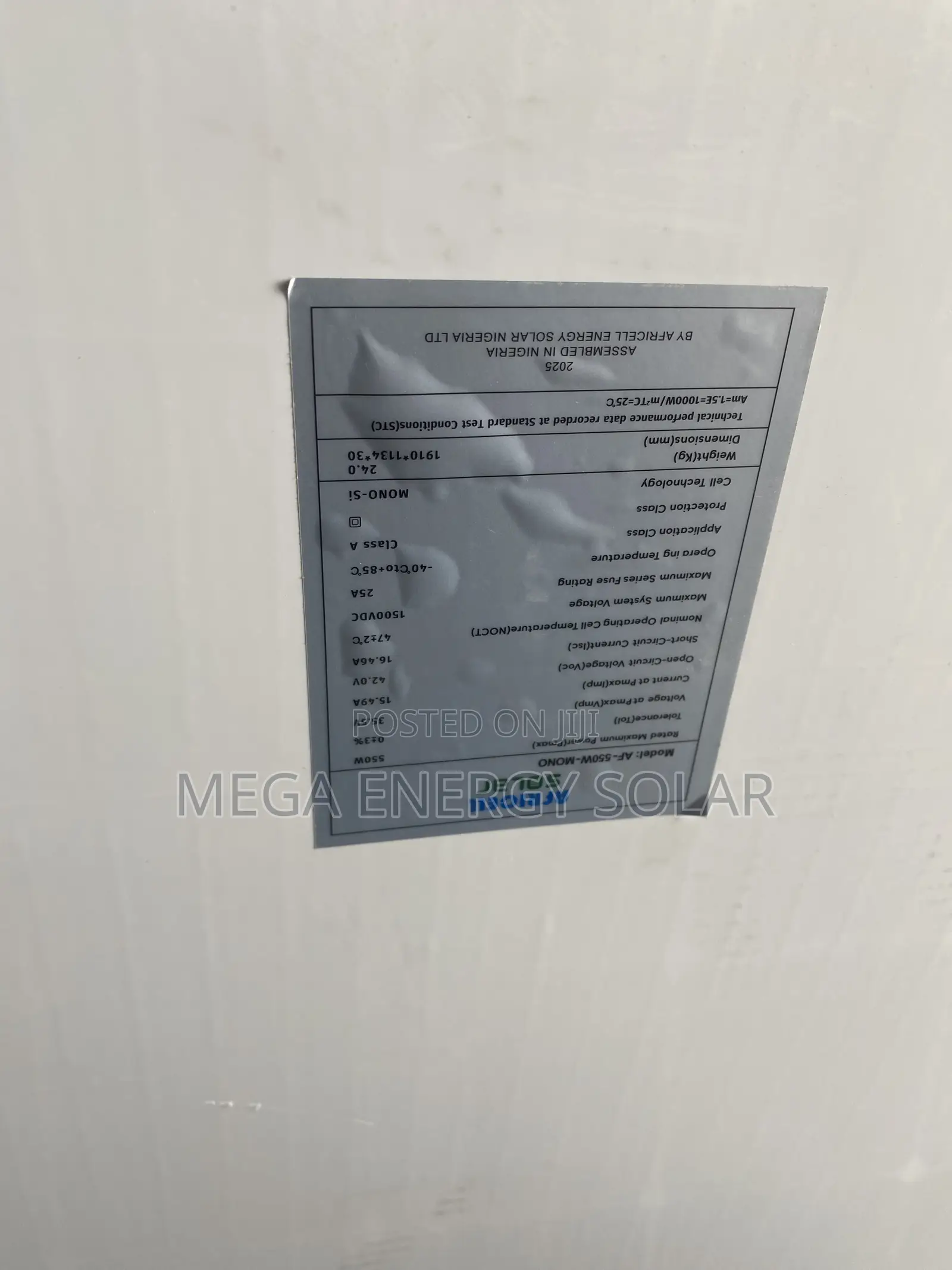 Africell Solar Mono Panels Half Cut 550w