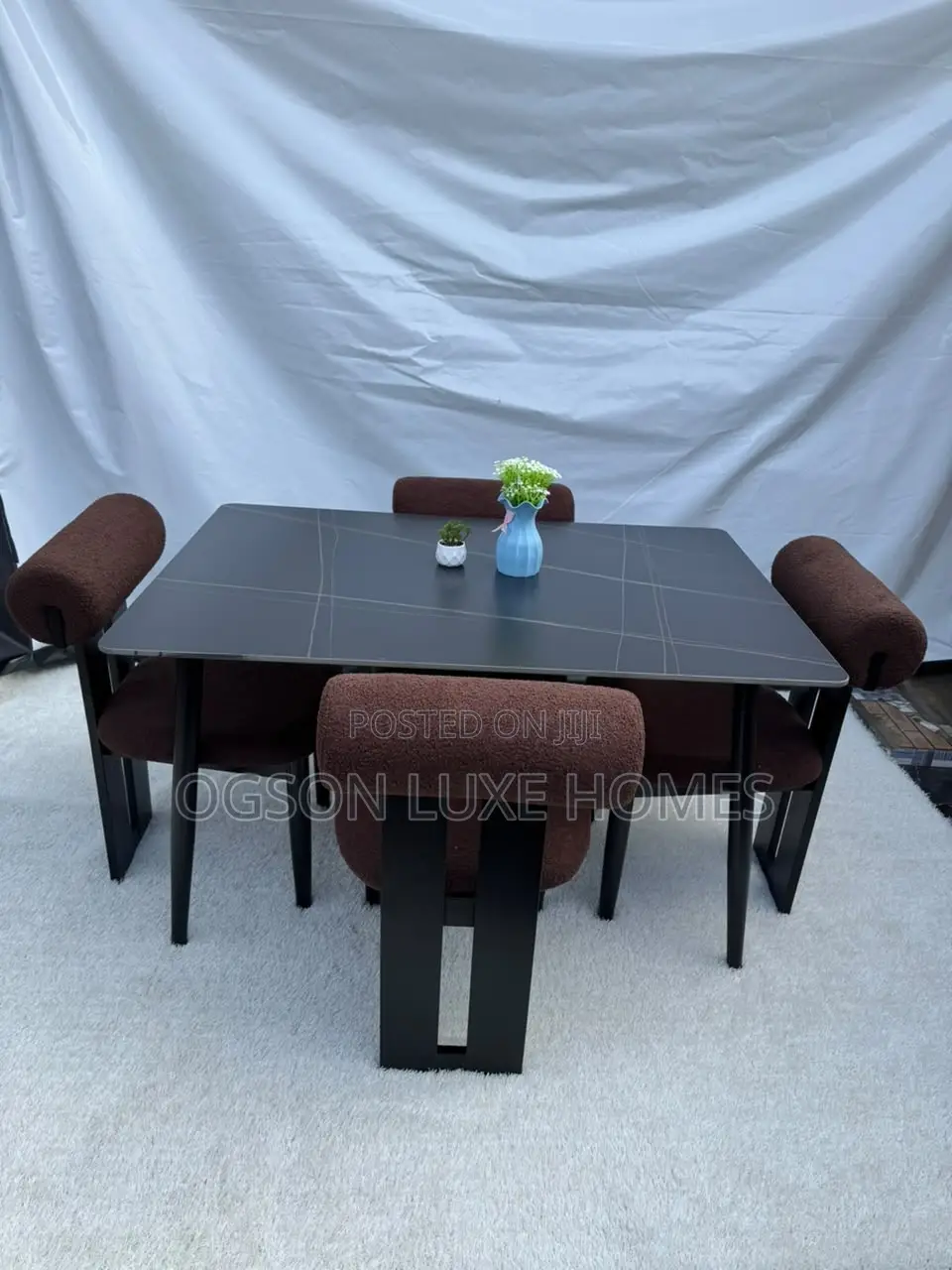 Royal Luxe Dining Set (80 by 160cm) With Four Wooden Leg Chairs