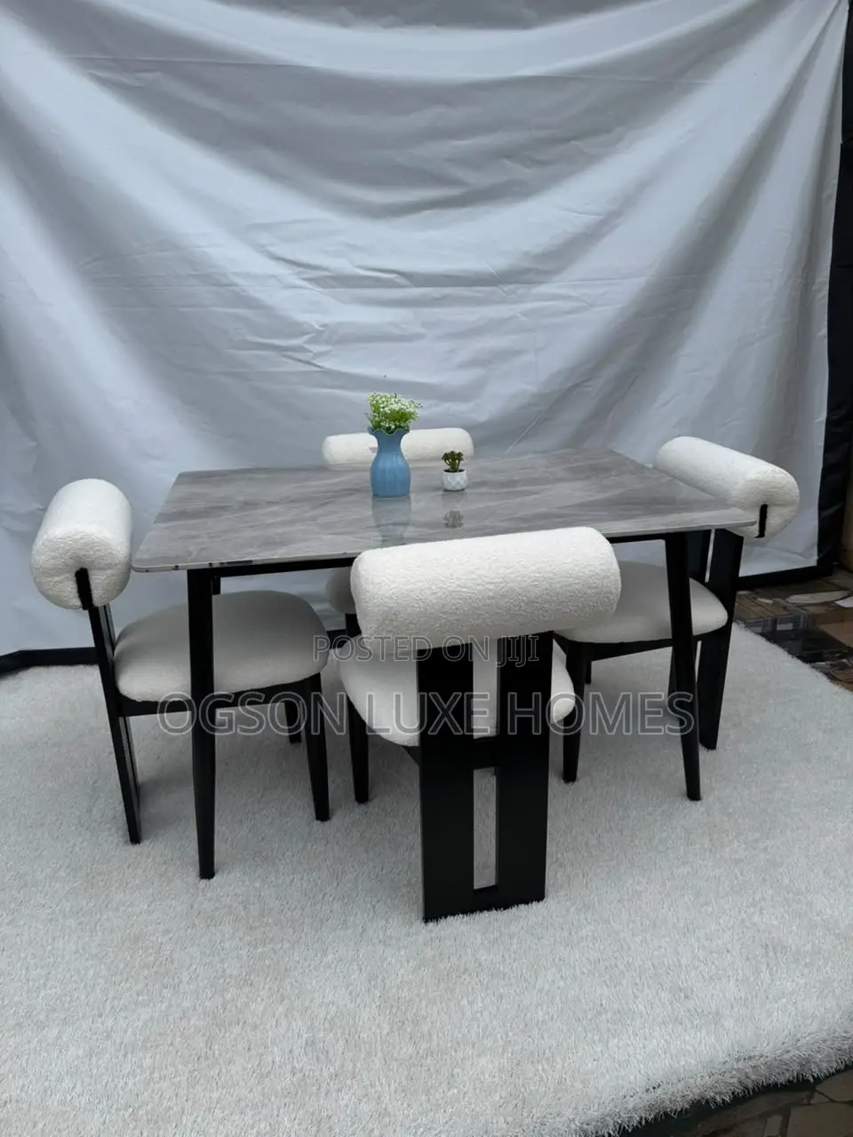 Royal Luxe Dining Set (80 by 160cm) With Four Wooden Leg Chairs