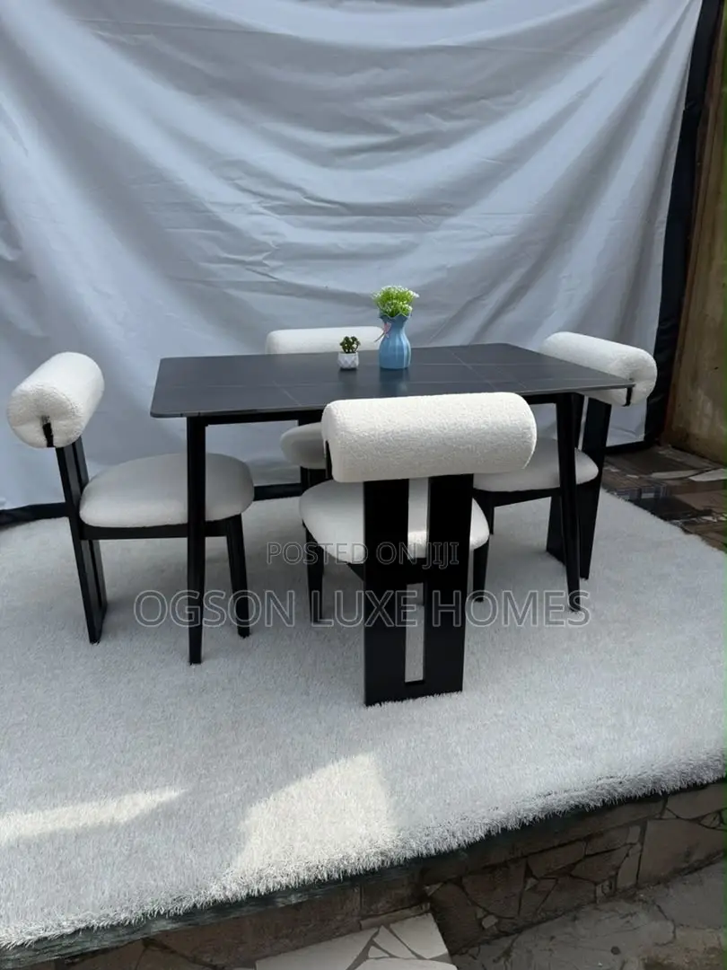 Royal Luxe Dining Set (80 by 160cm) With Four Wooden Leg Chairs