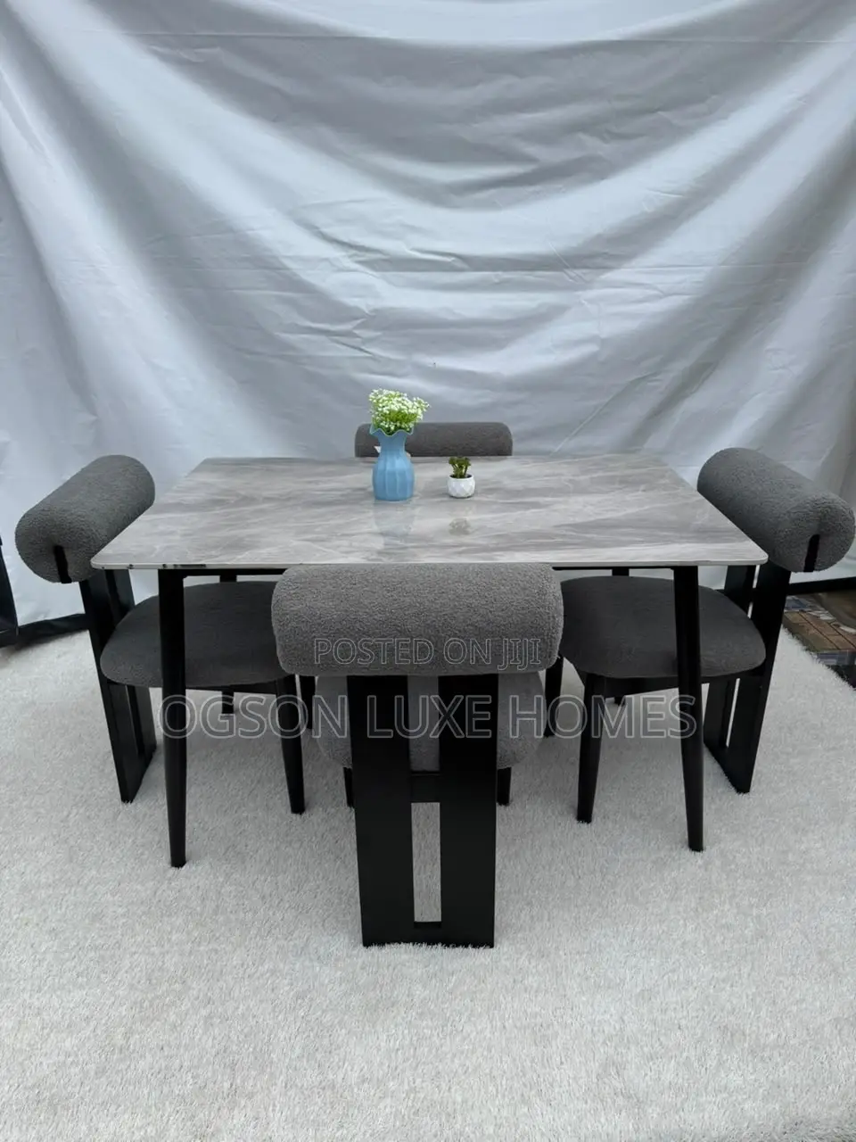 Royal Luxe Dining Set (80 by 160cm) With Four Wooden Leg Chairs