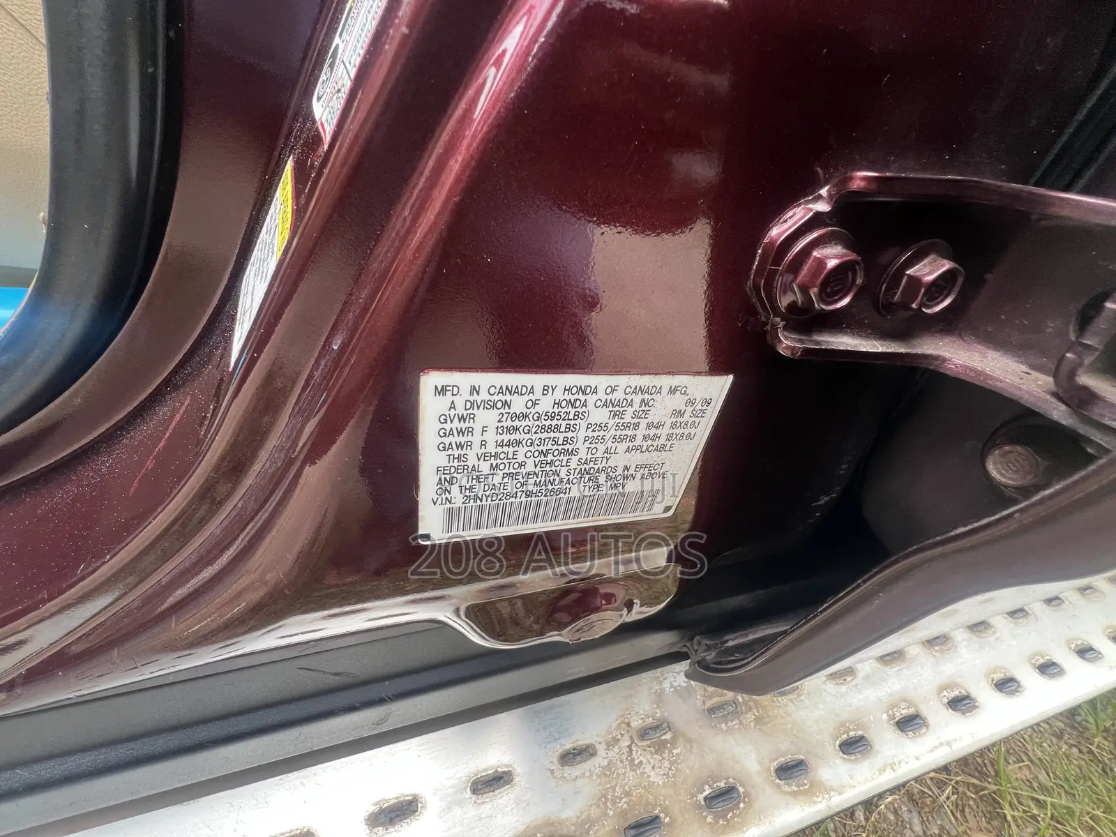 Acura MDX SUV 4dr AWD (3.7L 6cyl 6A) 2010 Burgundy