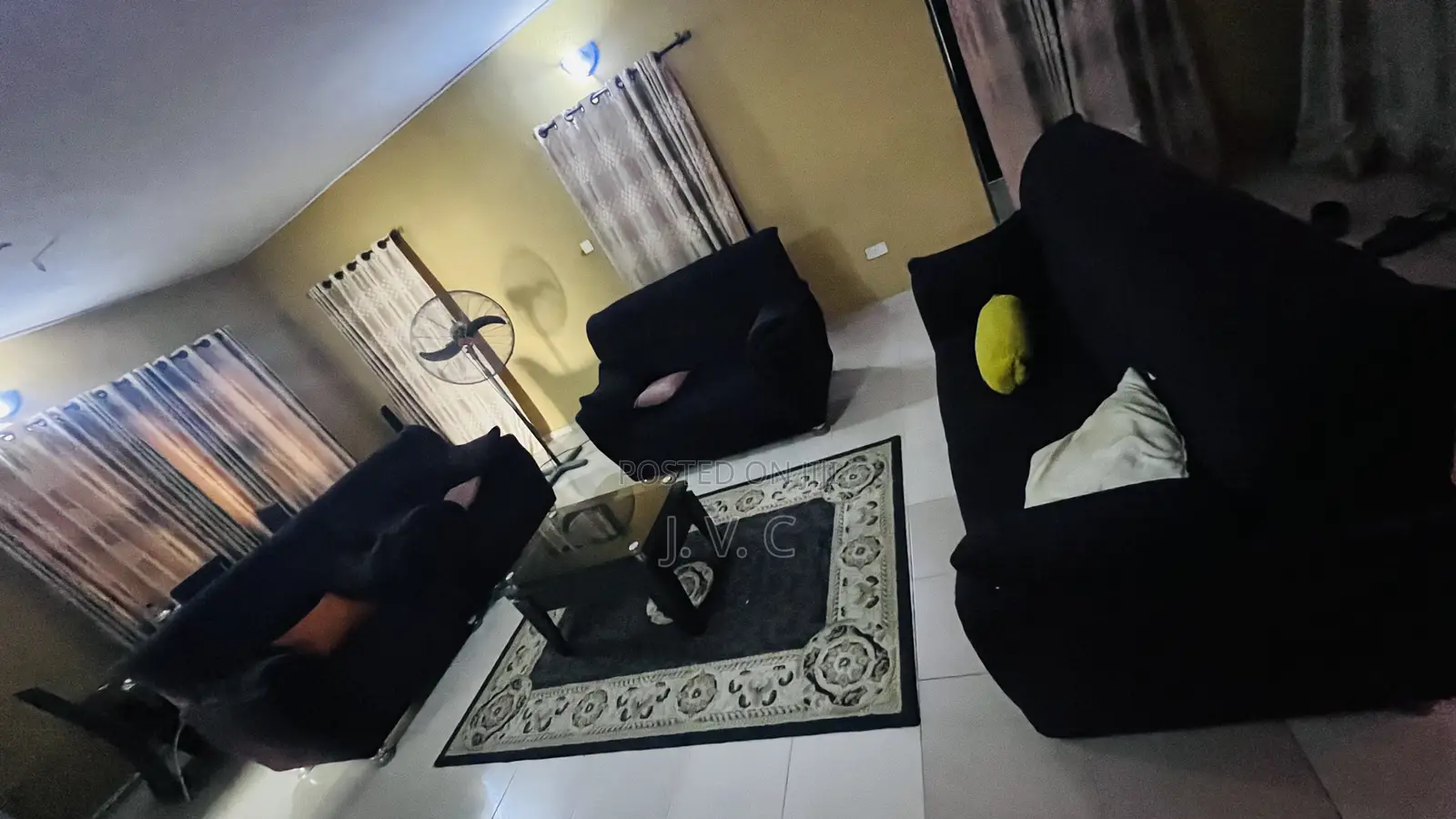 7seaters Living Room Chairs, Center Table and Rug for Sale