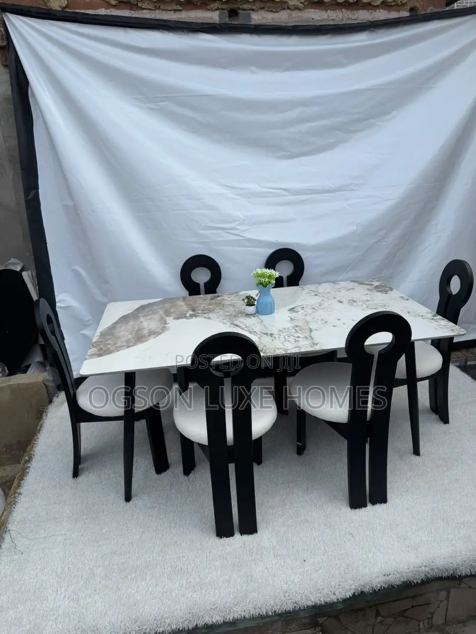 Brand New Imported Dining Set (Marble Top) With Six Chairs