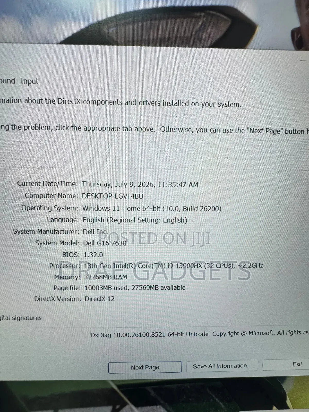 New Laptop Dell G16 7630 32GB Intel Core i9 SSD 1T