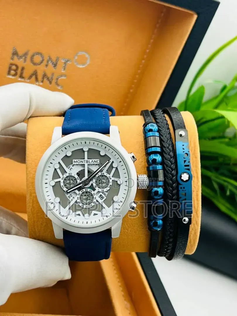 Montblanc Leather Watches and Bracelet Set