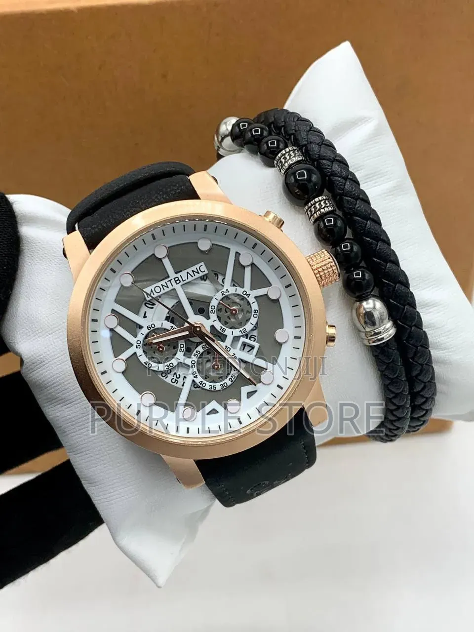 Montblanc Leather Watches and Bracelet Set