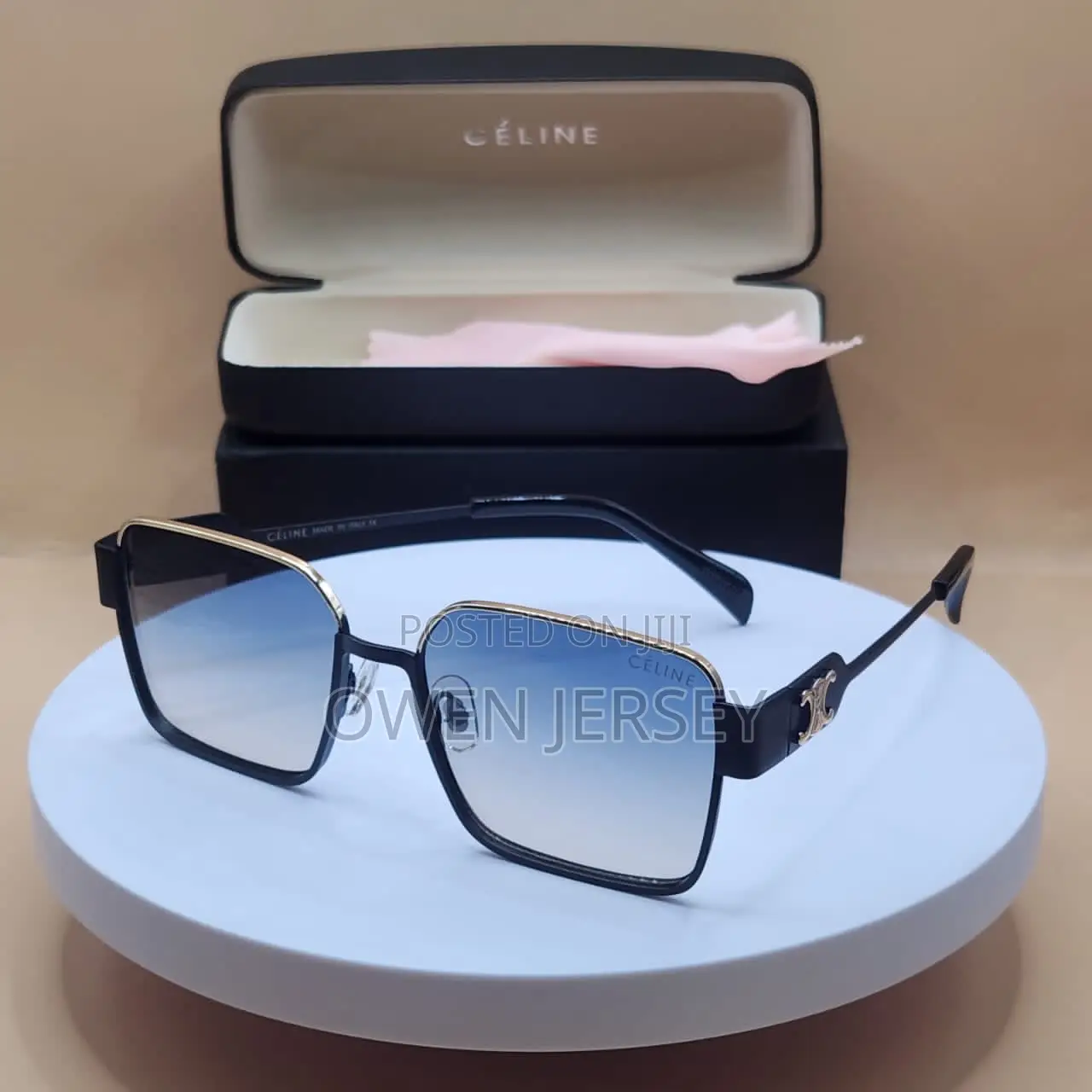 CÉLINE Black Silver Frame Sunglasses.