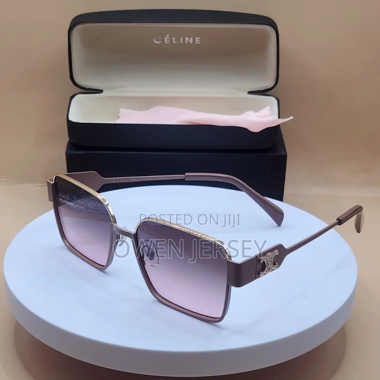 CÉLINE Black Silver Frame Sunglasses.