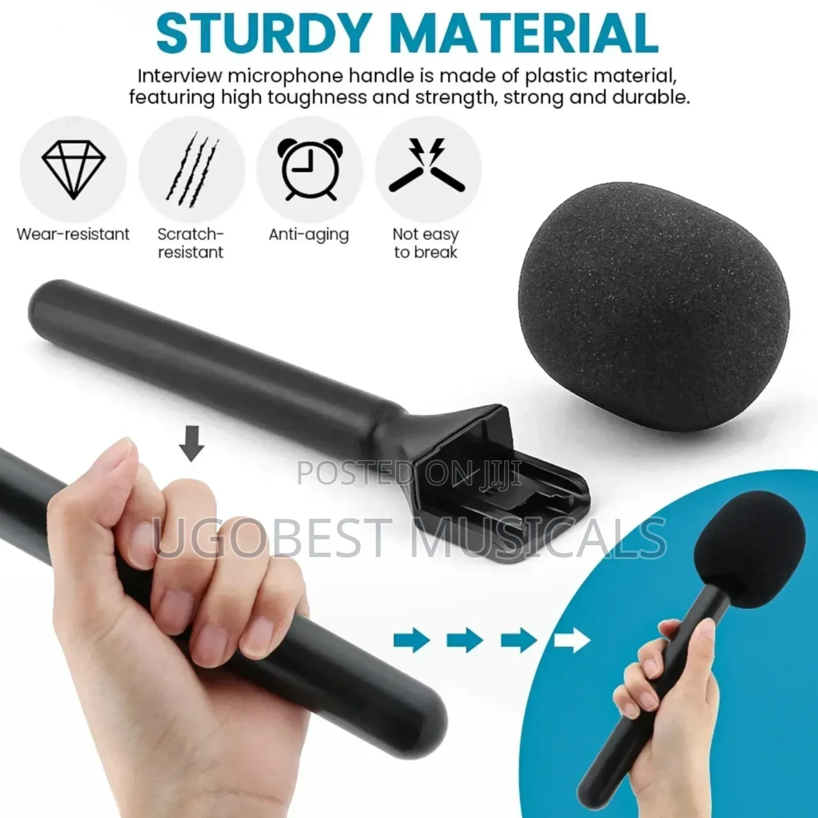Wireless Lapel Handheld Interview Stick With High-Density Foam Cover.
