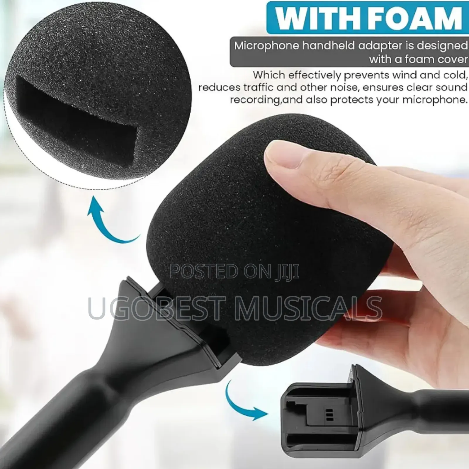Wireless Lapel Handheld Interview Stick With High-Density Foam Cover.