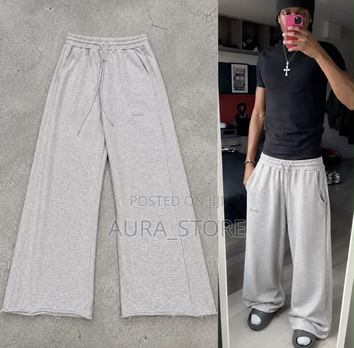 Wide-Leg Puddle Sweatpants