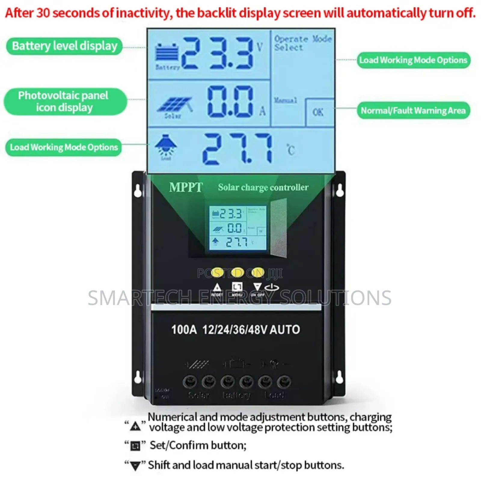 SY48100A 100A PWM Solar Charge Controller – 12v/24v/36v/48v Auto