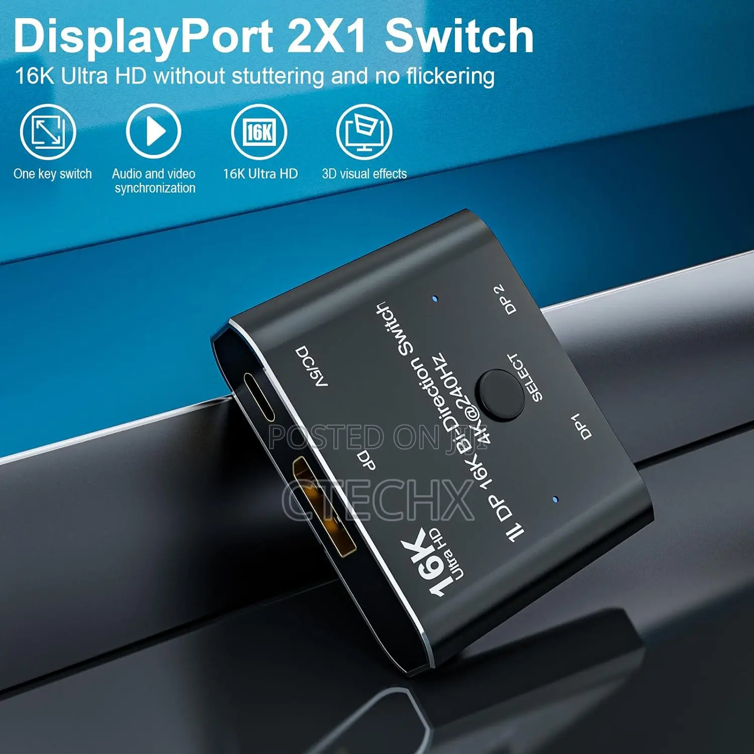 Displayport Bi-Direction 2x1 at 60Hz at 240Hz Switch Converter