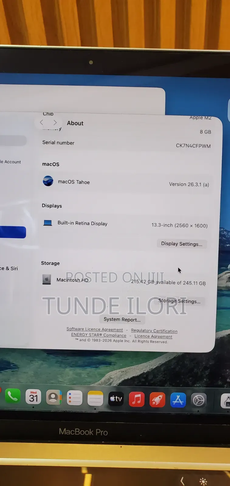Laptop Apple MacBook Pro 2022 M2 8GB Apple M2 SSD 256GB