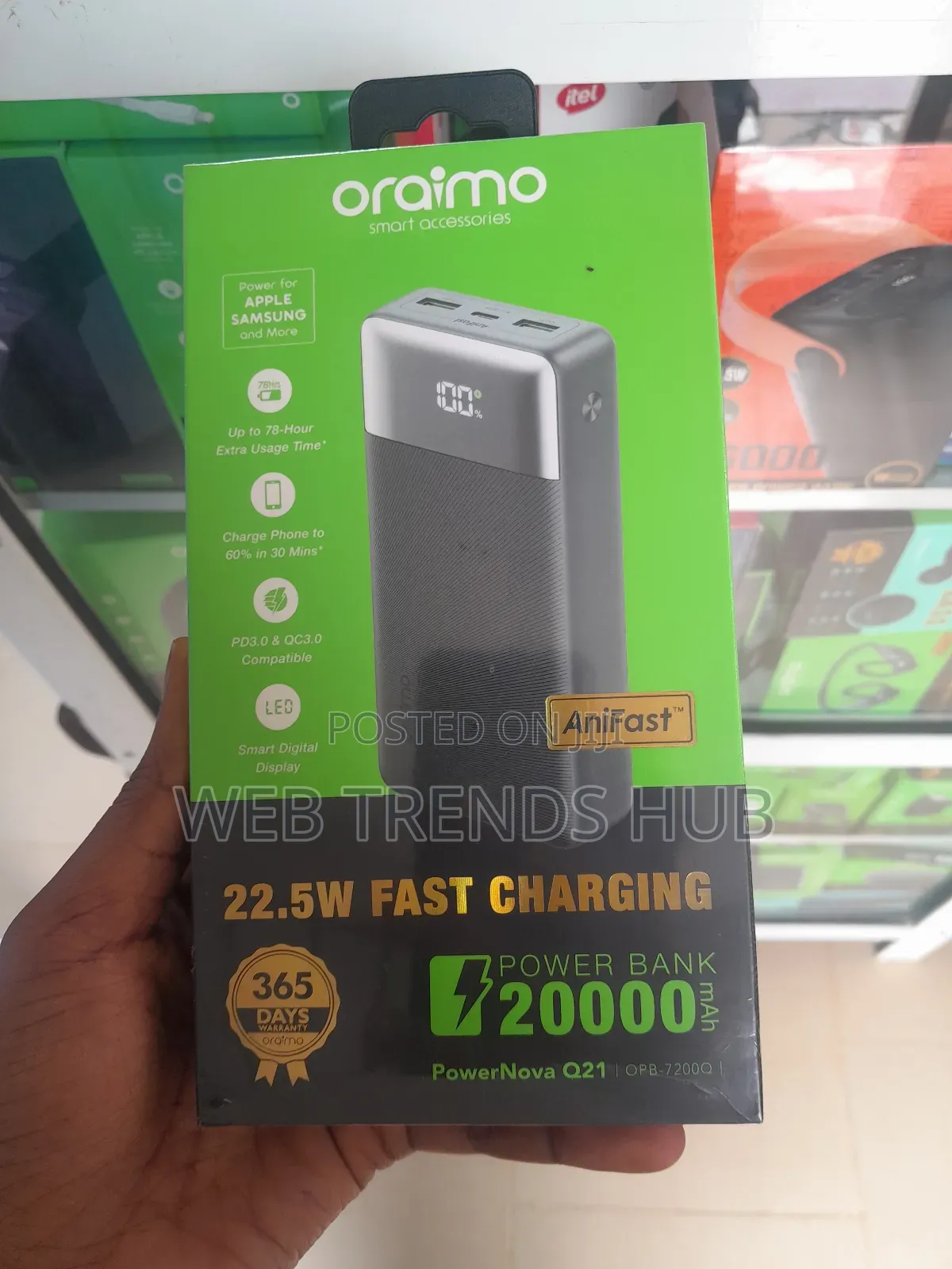 Oraimo 20,000mAh 22.5W PowerNova Q21 Fast Charging PowerBank