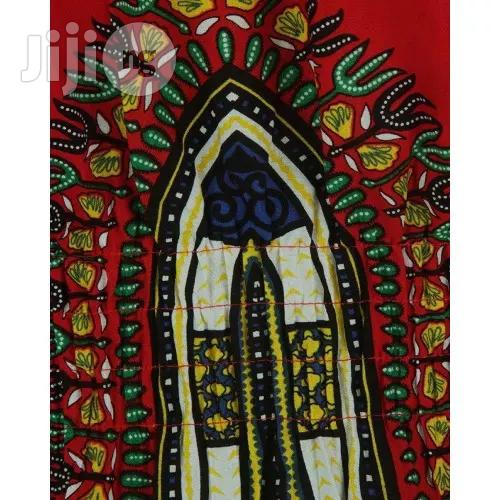 African Print Traditional Midi Dress - Red
