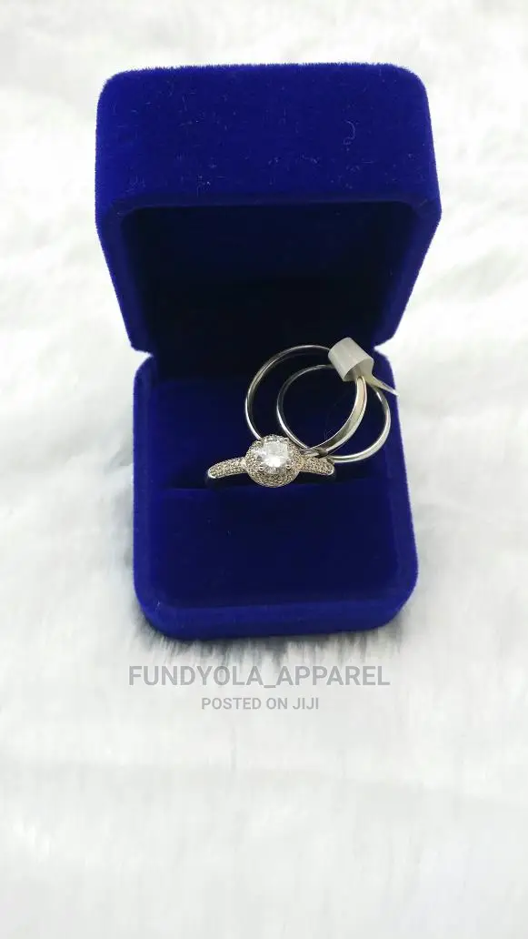 Silver Steel Stoned Coated Complete Wedding Ring
