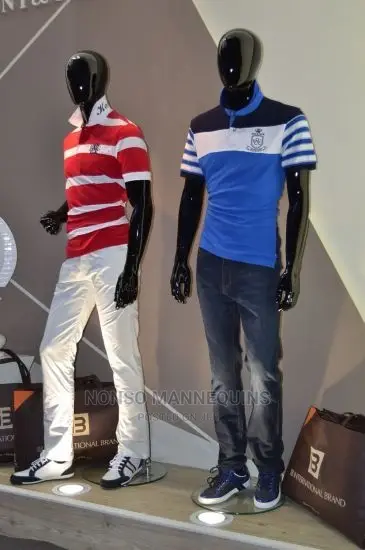 Pure Black Fibre Male And Female Display Mannequin