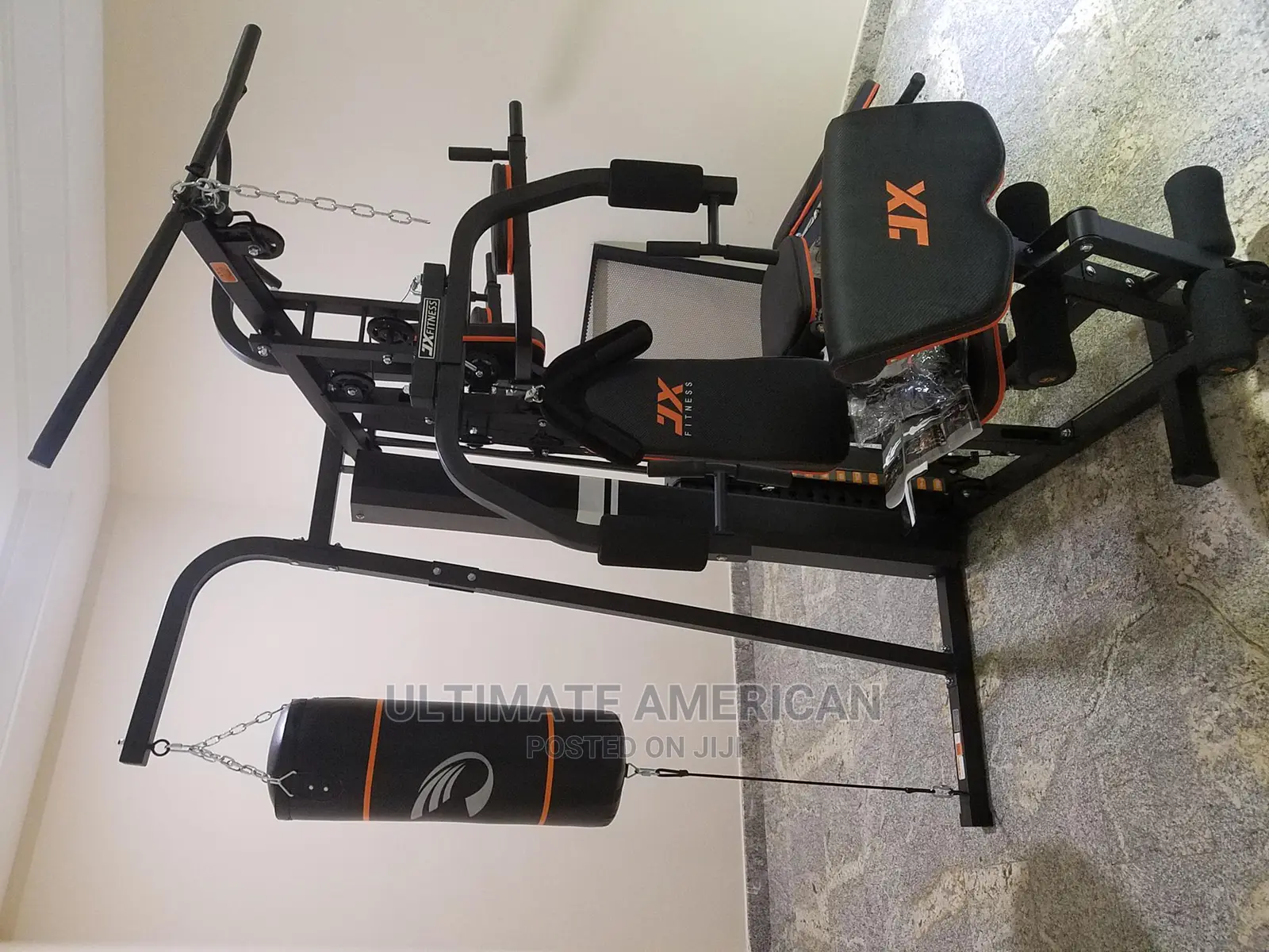Home Gym With Punching Bag and Sit-Up Bench