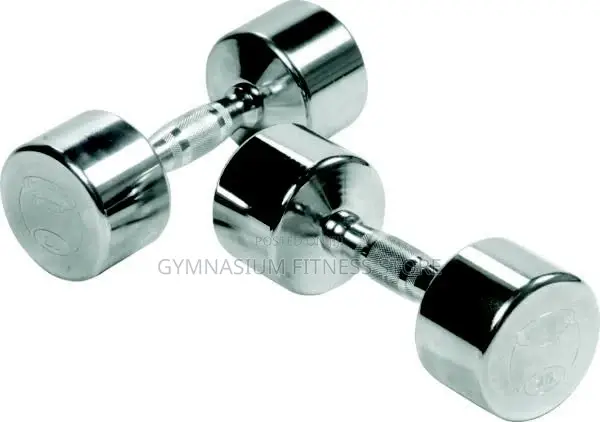 Pair Of 9kg Chrome Dumbbell Steel