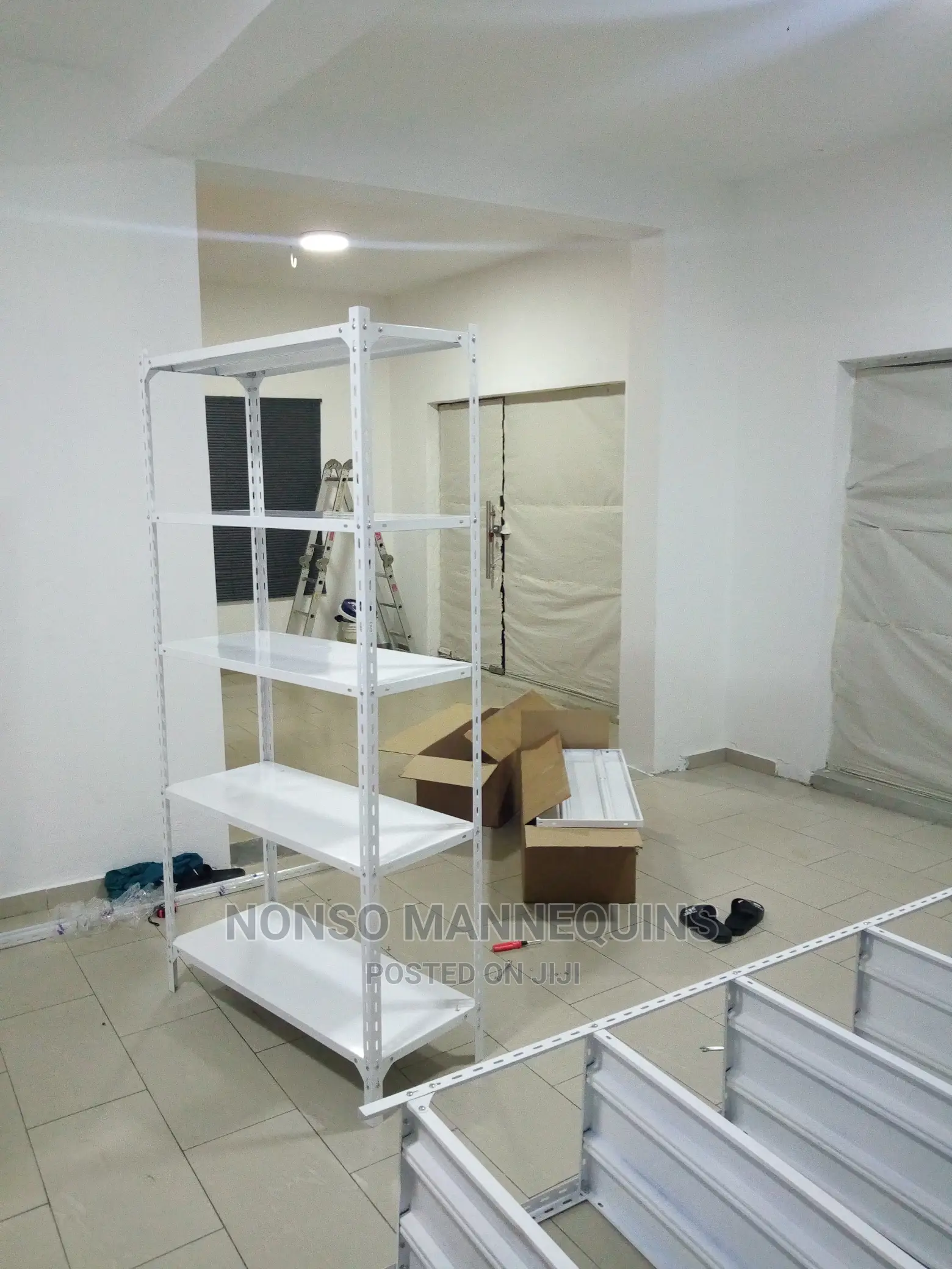 White Colour Angle Slotted Multi Purpose Display Racks