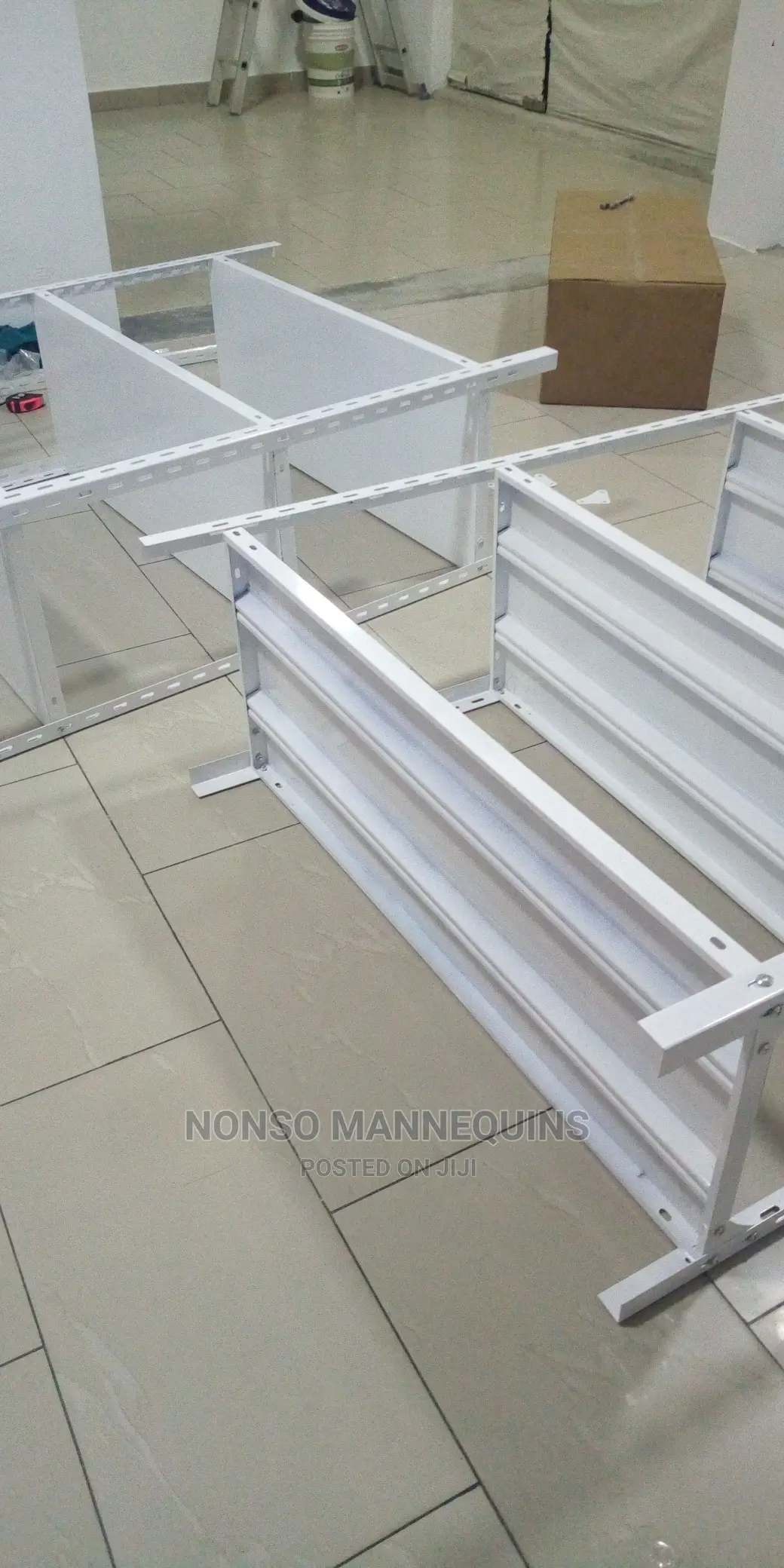 White Colour Angle Slotted Multi Purpose Display Racks