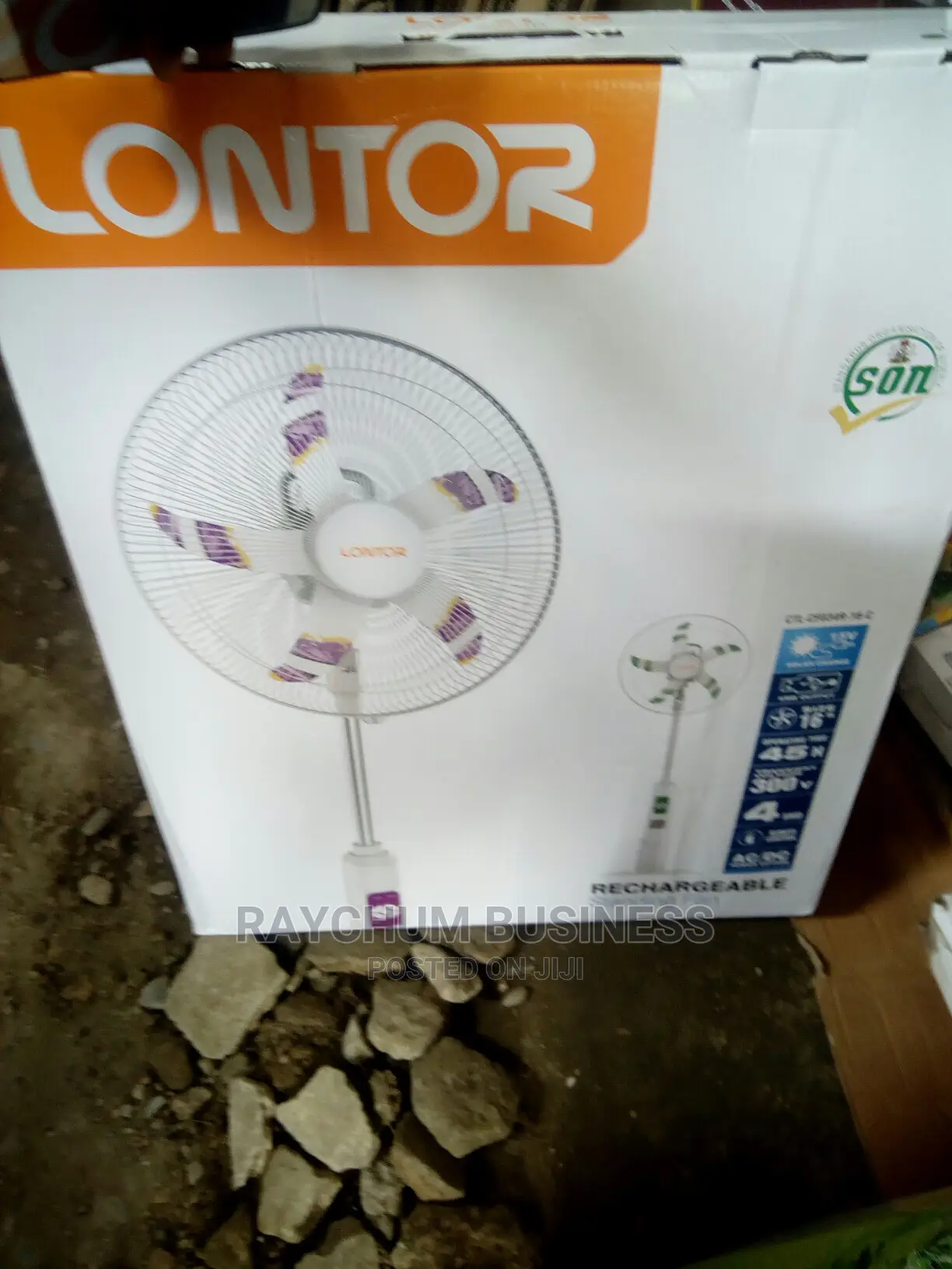 Lontor 16inches Rechargeable Fan With Solar,Usb Supported