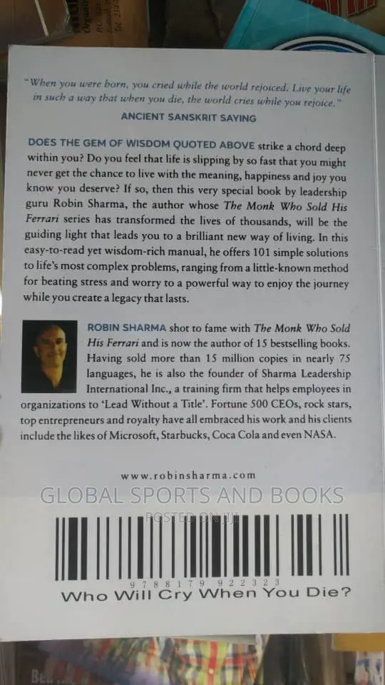 Who Will Cry When You Die By Robin Sharma