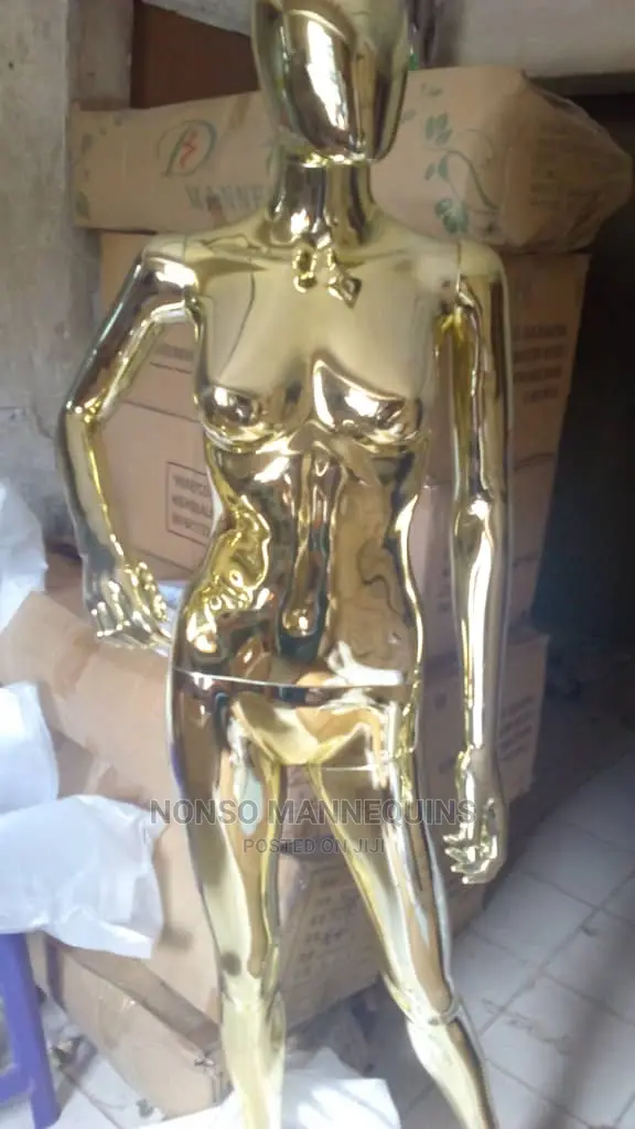 Gold Chrome Egg Head Detachable Female Disay Mannequins 5