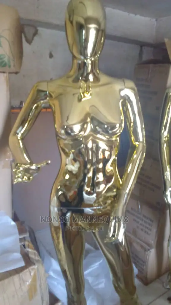 Gold Chrome Egg Head Detachable Female Disay Mannequins 5