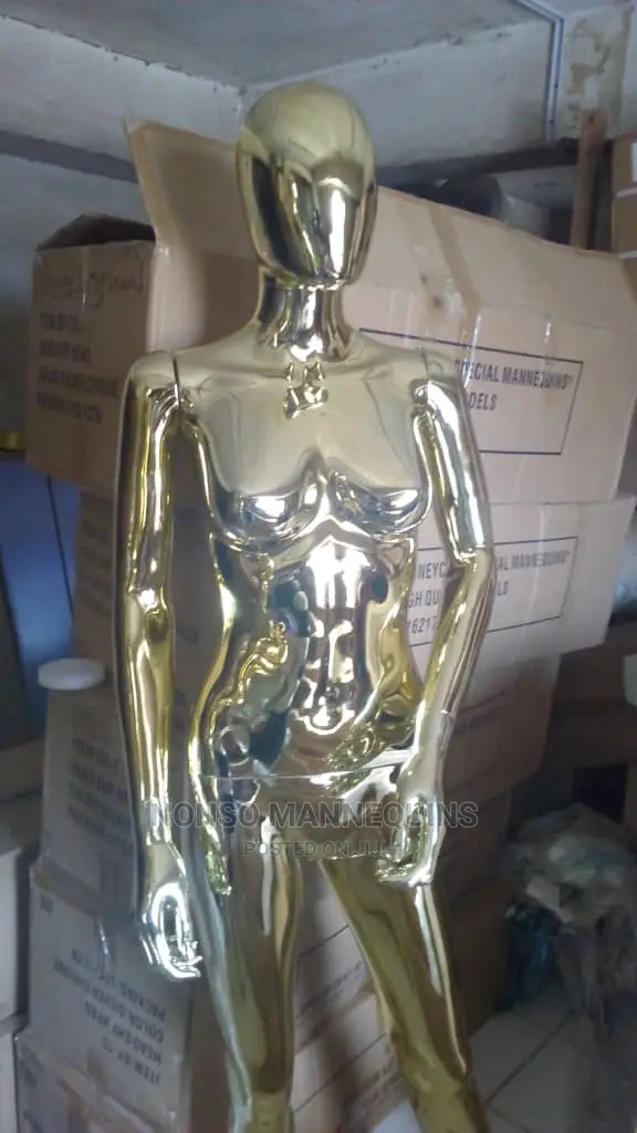 Gold Chrome Egg Head Detachable Female Disay Mannequins 5