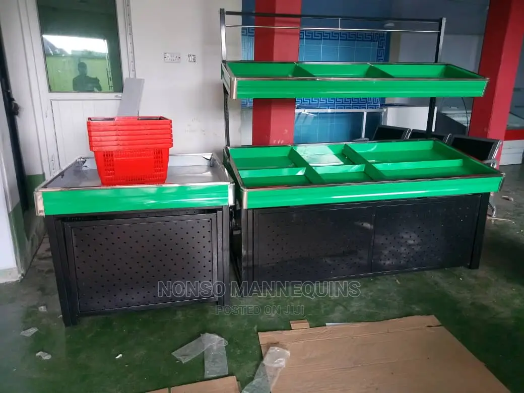 Green And Black Brand New Fruit Racks Display