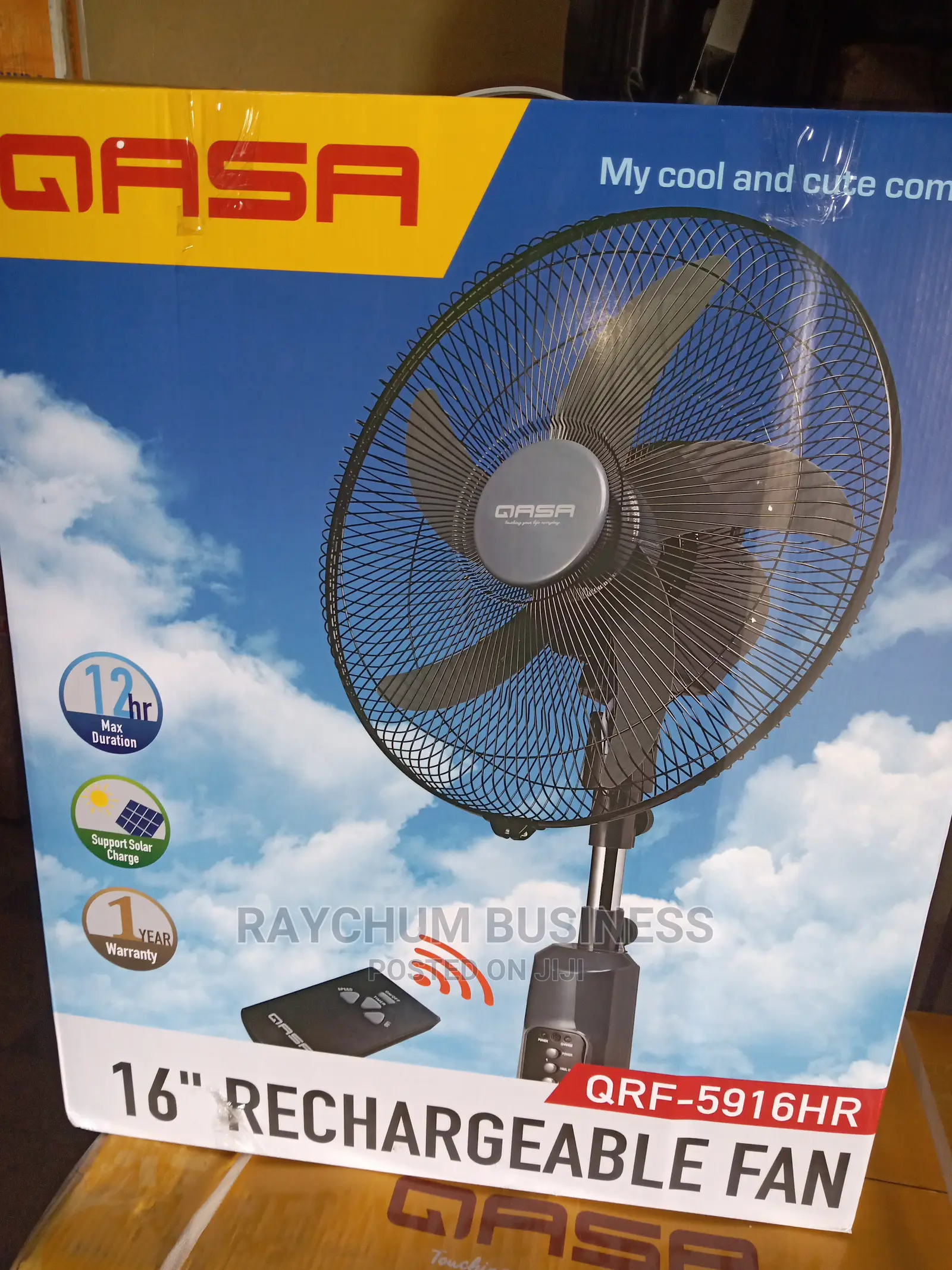 Qasa 16-Inches Rechargeable Fan .Dc/Ac .Solar Supported