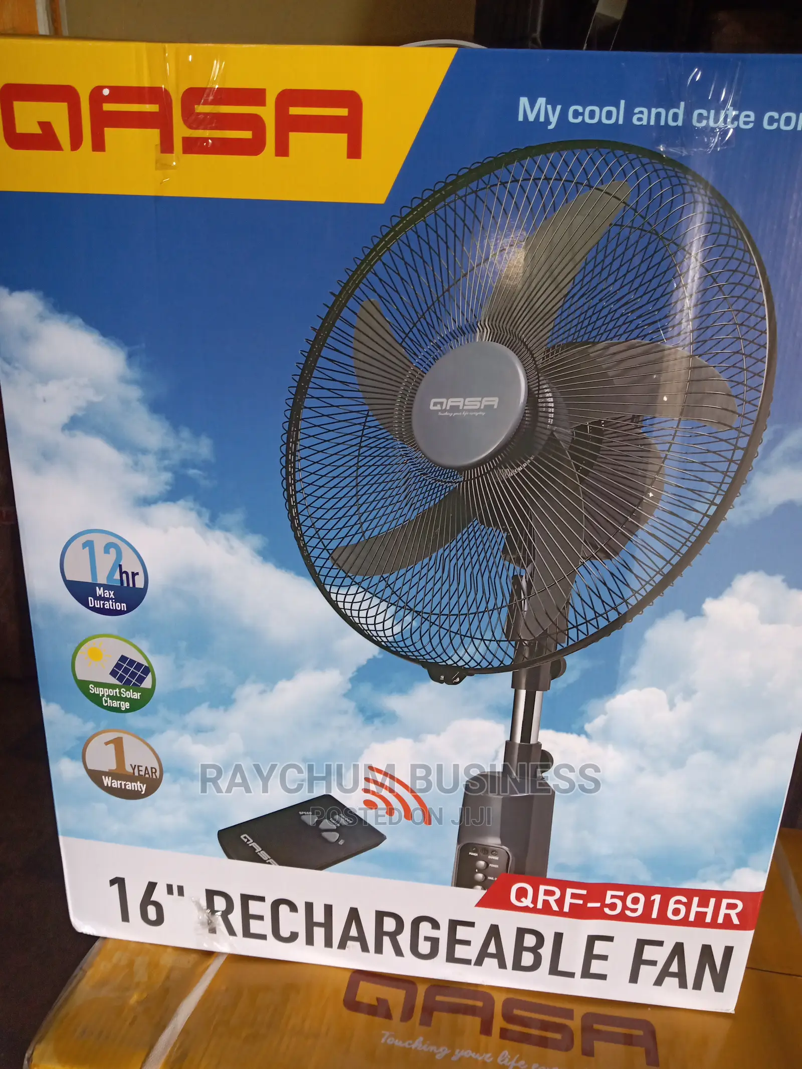 Qasa 16-Inches Rechargeable Fan .Dc/Ac .Solar Supported