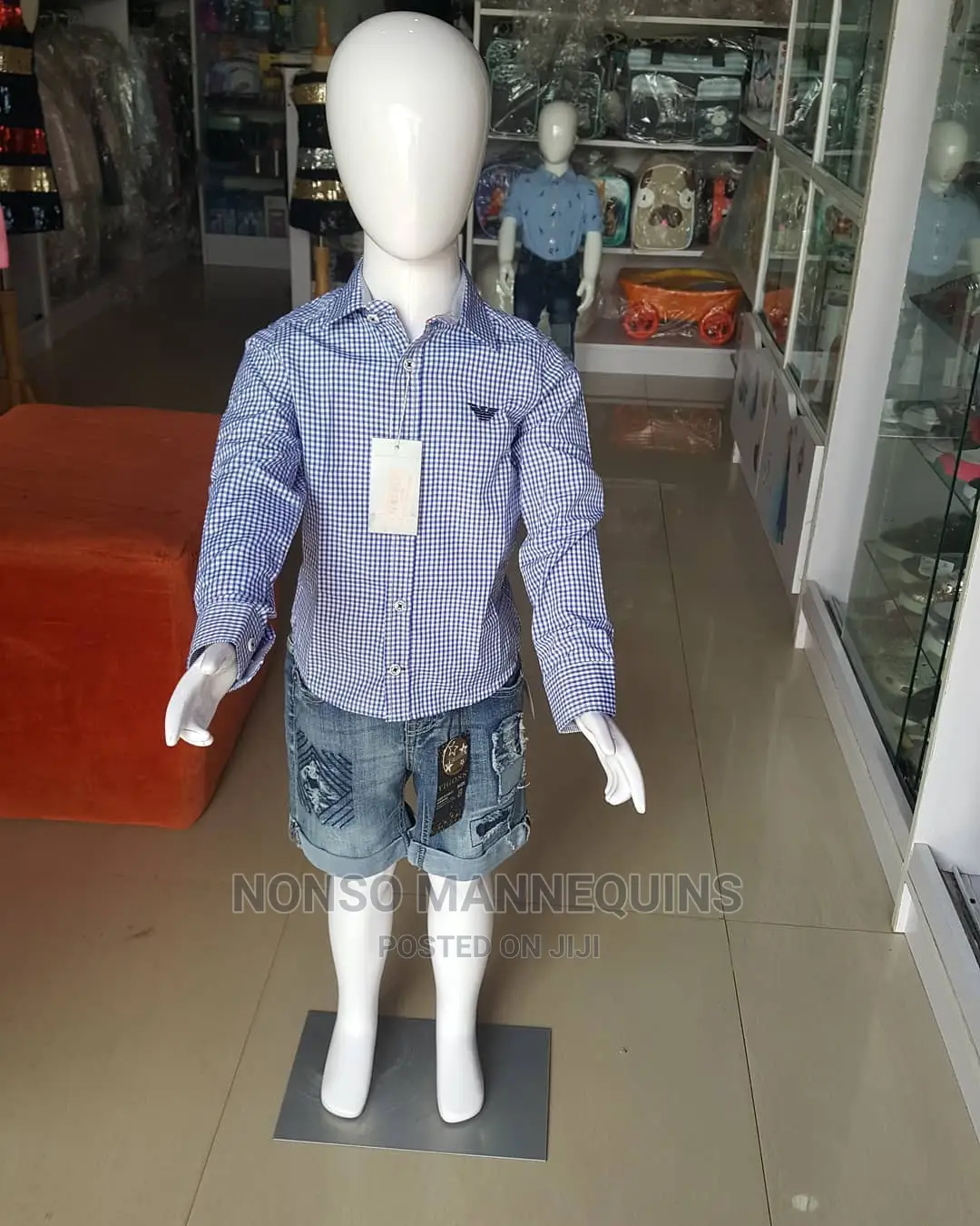 Glossy White Kid Display Mannequins Of Different Ages