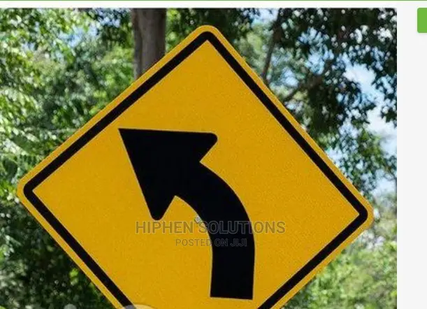Aluminum Reflective Safety Left Curve Warning Sign By Hssl