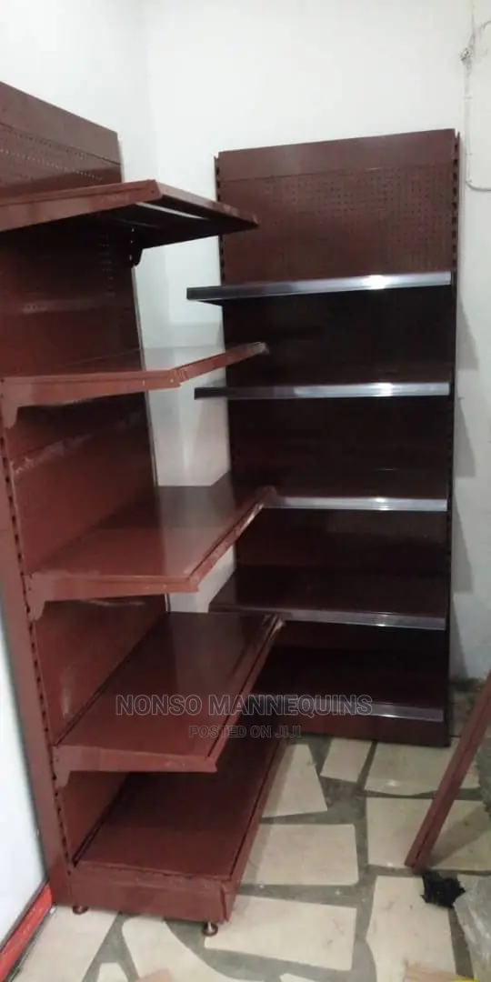 Brown Colour Single Sided Display Shelves